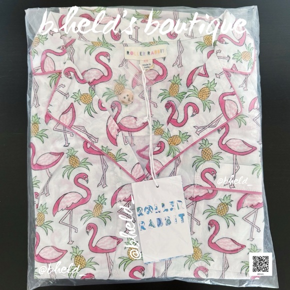 Roller Rabbit Freddy Flamingo Liza Set Pajamas in Pink Size X-Small (XS) New NWT - Picture 17 of 17